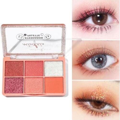 Minfei 6 Color Mashed Potato Eyeshadow Palette New Fashion Natural Waterproof Shiny Matte Glitter Pigment Lying Silkworm Makeup