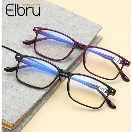 Elbru Ultralight Full Frame TR90 Reading Glasses Women&Men HD Blue Film Presbyopia Eyeglasses With +1.5 +2.0 +2.5 +3.0 +3.5 +4.0