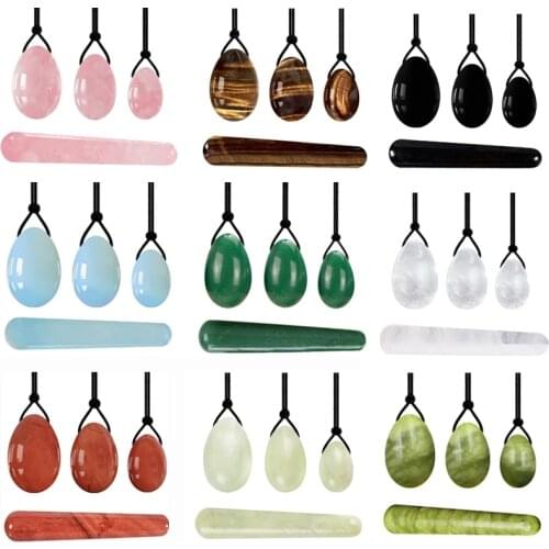 Yoni Jade Eggs set Kegel Exercise Natural crystal Ball Wand Vaginal Muscle Firming Feminine Hygiene Stone Massager Drilled Egg