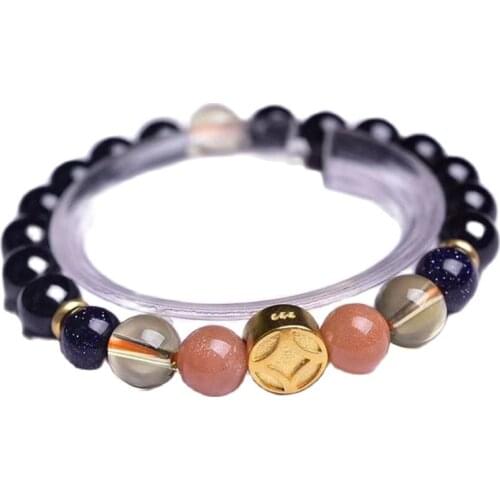 Natural Black tourmaline Bracelet Single Circle Multi-Treasure Citrine Accessories Women Gemstone gift