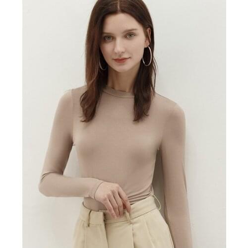 Fall/winter 2019 long sleeve T-shirt womens new modal base girls shirt solid color womens top clothing