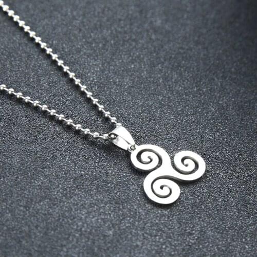 100% Stainless Steel Teen Wolf Necklaces Men Celtic Triple Spiral Druid Charm Necklace Women Triskele Charm Inspired Pendant