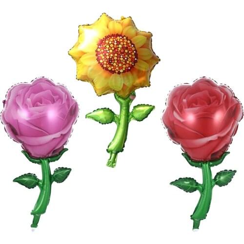 3pcs Rose Flower Sunflower Foil Balloons For Wedding Valentines Day Adult Kids Birthday Party Decoration Air Globos Baby Shower
