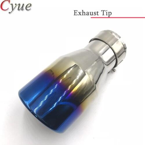 1Piece Outlet Slant Cut Universal Car Exhaust Tip 304 Blue Stainless Steel Tail Pipe Tip Exhause Muffle