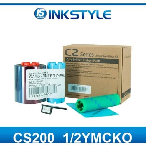 Pack of 2pcs Hiti CS2 ymcKO Half Panel Color Ribbon 560prints Compatible for Hiti CS200 CS200e CS220 ID Card Printer