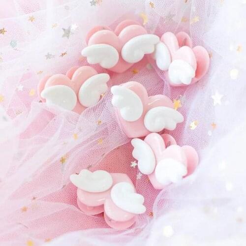 5 Pcs/lot Creative Heart Shape with wings Pink Clips Mini Plastic Binder Clips Notes Letter Paper Clip Office Supplies