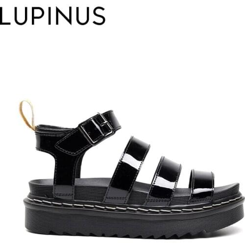 LUPINUS 2021 New Platform Women Falt Sandals Fashion Thick Bottom Women Roman Sandals Retro Round toe Women Gladiator Sandals