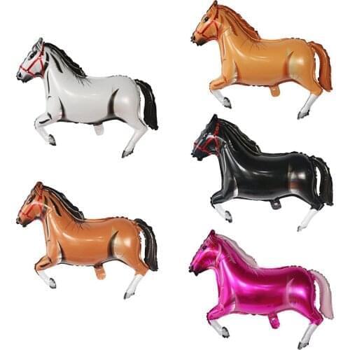 10/20/50pcs Black White Brown Large Horse Foil Balloons Animal Helium Air Globos for Happy Birthday Party Decorations Kids Toys