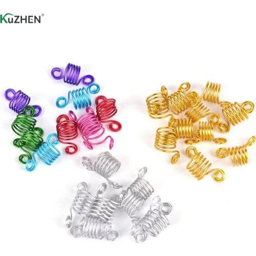 10pcs Dreadlocks Beads Mixed Golden Silver Aluminum Dread Locks Metal Cuffs Hair Decoration Braiding Hair Jewelry