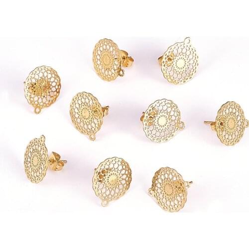 10pcs 304 Stainless Steel Stud Earring Findings Kits with Ear Nuts Earring Backs Flat Round for Jewelry Earring Making DIY