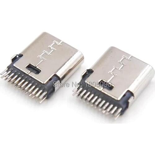 100pcs micro USB vertical 24P for 3.1 Type C Connector 24p type-C no side 24Pin Female Socket jack Charge port Plug 3.1 Version