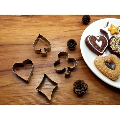 2set/lot Poker Cookie Mold Stainless Steel Playing Cards Cake Fondant Mold Spade Heart Club Diamond Biscuit Cutter PD 010