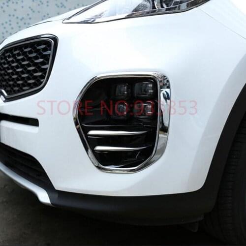 2pcs ABS Chrome Front Fog Light Lamp Frames Cover Trim For Kia Sportage QL 2016 2017 2018