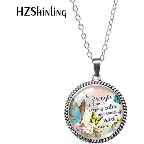 2021 Isaiah 30：15 JW Gifts Keeping Calm and Showing Trust Keep Calm Glass Cabochon Antique Necklace Dome Pendants Jewelry
