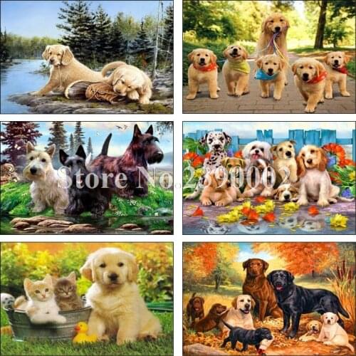 3D Diy Diamond Painting Dog Needlework Embroidery Resinstone Diamond Cross Stitch Animal Mosaic Animal Decoration New Year