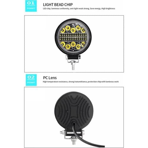 4PCS Car Work Light 9-30V 102W LED Round Spotlight Car Headlight for SUV ATV Off-Road Super Bright Driving Lights