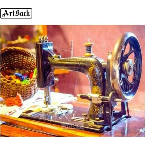 5d diamond painting sewing machine scenery full square & round rhinestone diamond mosaic home decoration