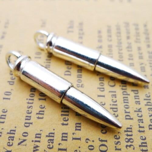 6Pcs 6*33mm Antique Silver Color Alloy Bullet Charms Special Earrings Keychain Vintage Pendant For DIY Jewelry Making Wholesale