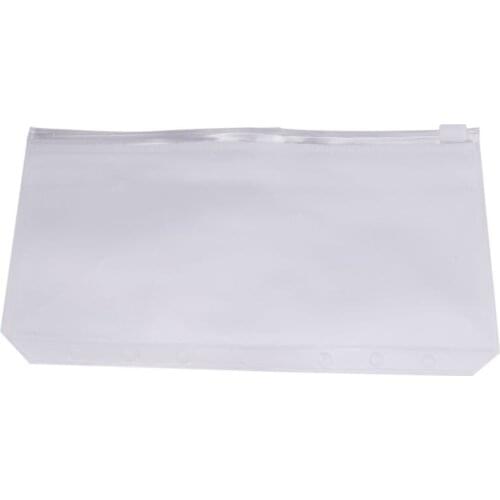 A6 6-Holes Binder Pockets Clear PVC Binder Envelopes Zipper Binder Pouches for A6 Notebook Binder, Waterproof