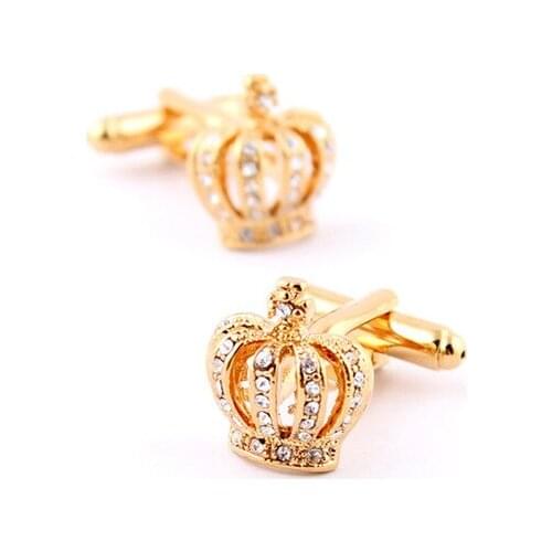 C-MAN Luxury shirt Golden crown cufflink for mens Brand cuff buttons cuff links High Quality abotoaduras Jewelry