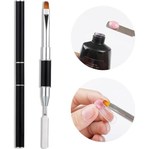 Dual End Nail Pusher Brush Images Painting Soft Head Brush Extension Quick Building Painting Builder for Manicure Pusher Brush