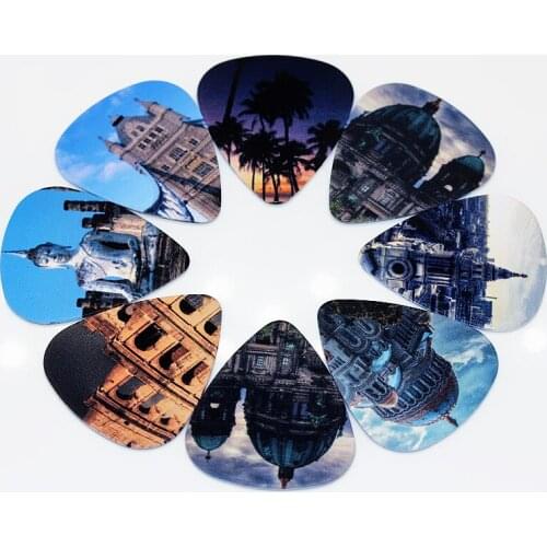 Hot 5Pcs Retro Starry Sky Pattern Guitar Strap Vastness The Universe Star Guitar Picks Plastic Picks Guitar Parts Accessories