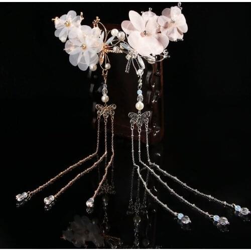 Chinese HANFU Traditional Classical Tassel Hairpin Hair Accessories Elegant Wedding Dragonfly Butterfly Headwear Women Jewelry