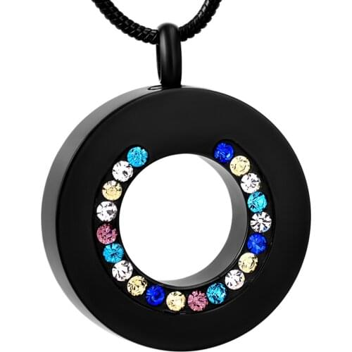 IJD8195 Circle Accessaries Wholesale or Retail Stainless Steel Crystal Cremation Jewelry for Women Men Ashes Pendant&Necklace