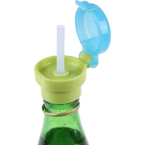 Kids Water Bottle Cap Spill Proof Juice Soda Water Bottle Twist Cover Cap With straw Safe Drink Straw Sippy Cap Feeding
