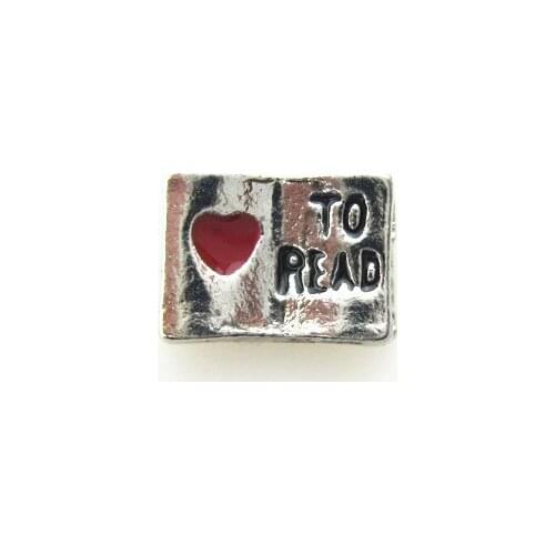 Hot selling 50pcs/lot love to read book floating charms living glass floating pendant lockets charms