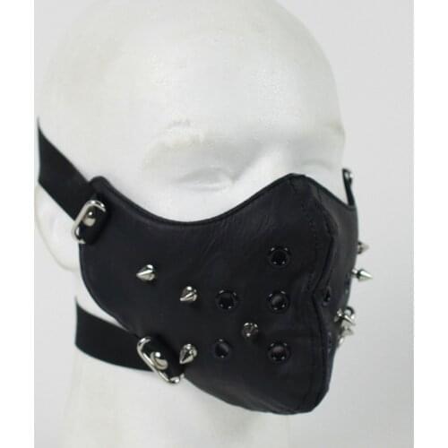 Cosplay Costume Punk Rock Face Mask Hip-hop Halloween Party PU Leather Mask Stage Clun Funny Mask Adjustable