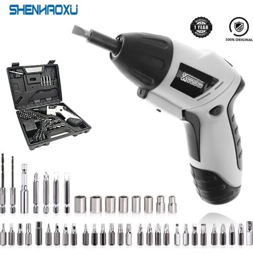 Mini Electric Screwdriver Lithium Battery Operated Cordless Screw Driver Drill Tool Set Bidirectional Switch With 43pcs Screws