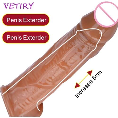 Reusable Penis Sleeve Sex Toys for Men Male Dildos Condom Enhancer Dick Extender Male Enlargement Delay Ejaculation Penis Ring