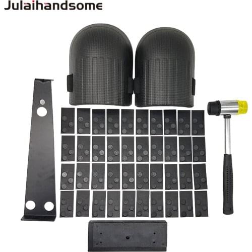 45PC Wood Flooring Installation Kit Heavy Duty Pull Bar Durable Rubber Tapping Block Comfortable Foam Knee Pads Hand Tool Set