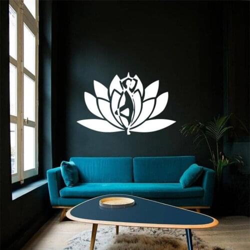 Wall Decal Yoga Studio Meditation Buddha Lotus Flower Zen Lotos Symbol Pilates Gymnastics Sports Club Gym Sticker Decor HY1424