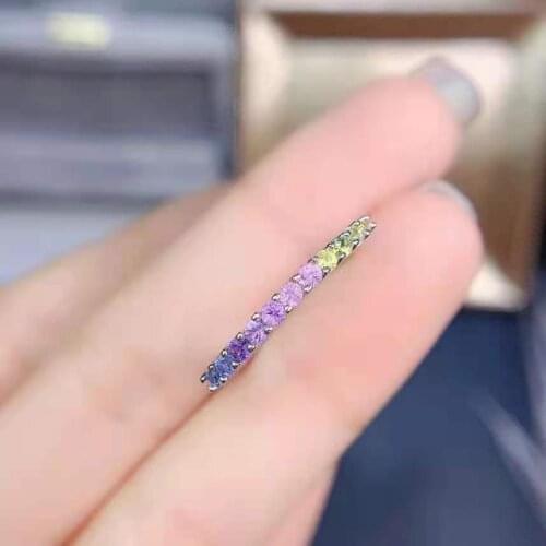 Natural Color Sapphire Gem Simple Row Ring S925 Sterling Silver Fine Fashion Charming Jewelry for Women MeibaPJFS