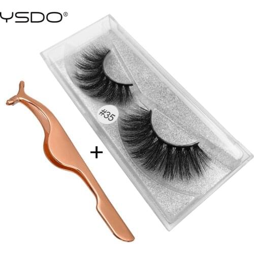 YSDO 1 box mink eyelashes + 1 pcs eyelash tweezers hand made 100% 3d mink lashes false lashes faux cilios mink natural eyelashes