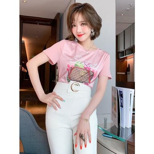 Top Quality Crew neck fashion print stitching short sleeve fit new summer T-shirt