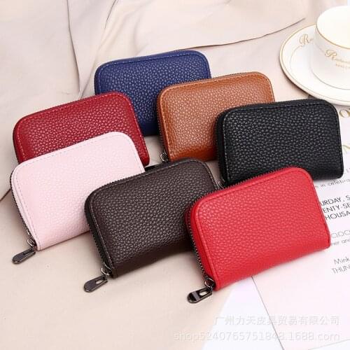 2021 new style lychee pattern fashion zipper card holder ladies compact organ card holder credit card small coin purse