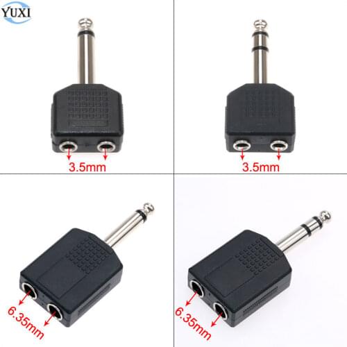 1/4" Mono / Stereo Audio Jack Plug Adapter Male to Female 3.5mm / 6.35mm Dual Jack Headphone Microphone Y Splitter Converter