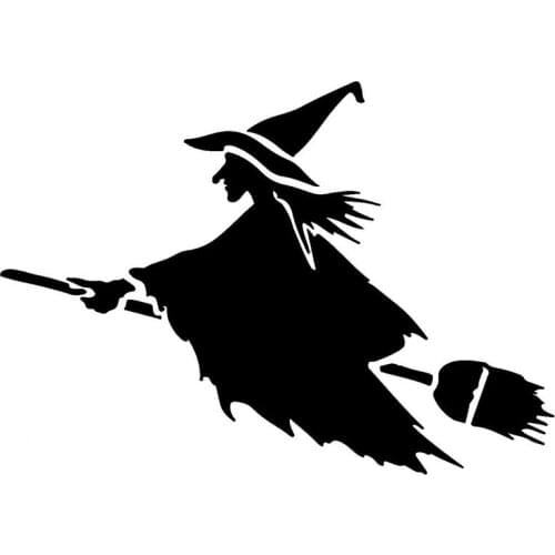 Witch Decals on Flying Broomsticks High-quality Car Window Decoration Personalized PVC Waterproof Decals Black/white, 17cm*12cm