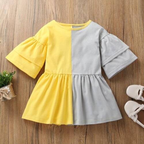 Dress For Girls Cotton Summer Dress Girl Patchwork Cute Clothing Casual Style Party Suits Solid Dress For 12M 18M 2 3 4 5 6 Yrs