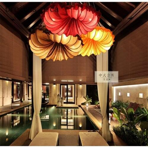 New Chinese style fabric conch ceiling lamp bedroom living room originality romance warmth classical Southeast Asia Chandelier