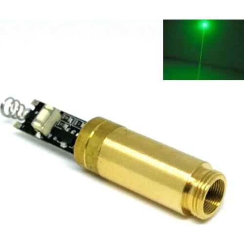 DC3V Industrial Brass 532nm 5mW Green Laser Module Point Dot Lights w Spring Driver 1235B