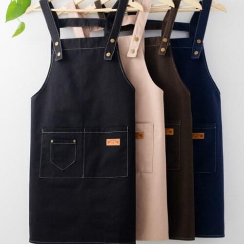 Senyue nail milk tea shop cotton advertisement apron custom logo printing fashion household cotton kitchen overalls