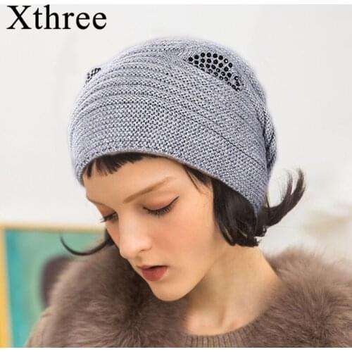 Xthree Wool Knitted Hat For Women Cute Kitty Hat for girl Warm Gravity Falls Cap Fashion Thick Hats For Girls Skullies gorras