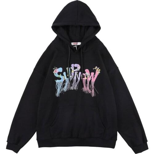 Hoodie Men Flowers Embroidery Tassel Hooded Pullover Autumn Casual Baggy Hip Hop Harajuku Sweatshirts Couple Streetwear
