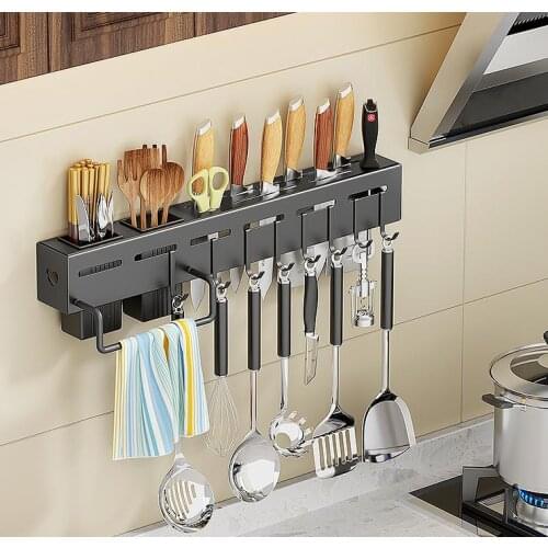 Torreta de acero inoxidable para cocina, estante multifunción, estante de almacenamiento de cuchillos montado en la pared