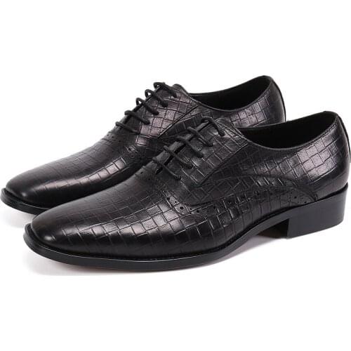 Men Dress Shoes Quality Men Formal Shoes Lace-up Men Business Oxford Shoes Brand Men Wedding Pointy Shoes Black