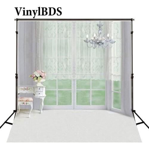VinylBDS Indoor Wedding White Curtains and Chandelier European Interior Decoration Cortinas Photocall Wedding Fundo Fotografia